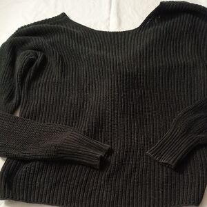 LOFT Black Ribbed Crew Neck Sweater